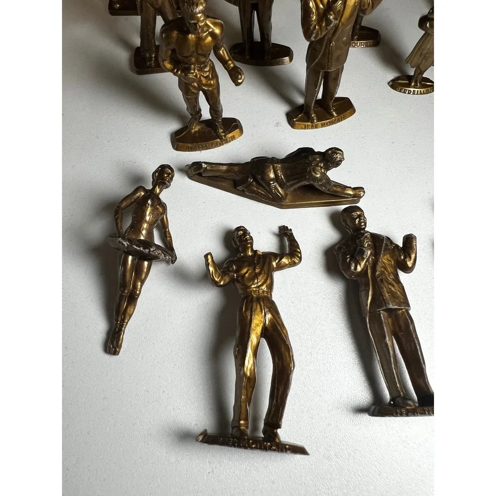 Vintage Mokalux Les Grandes Vedettes Lot 28 Gold French Celebrity Figures 1950s